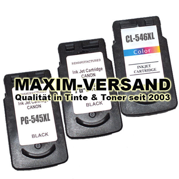 Patronen ersetzen Canon PG-545 XL x 2 + CL-546 XL kompatibel (3er Set)