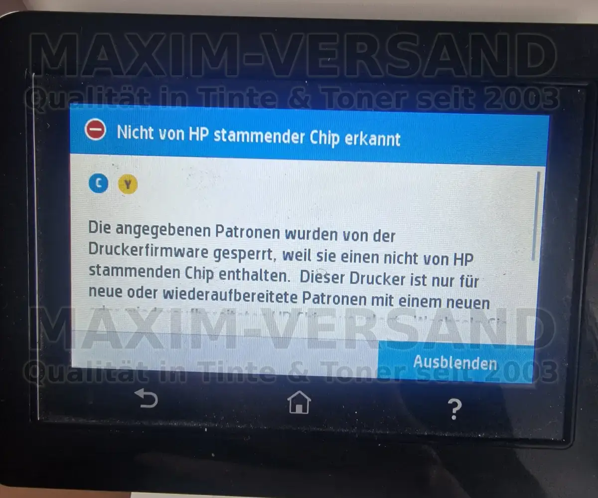 Fehlermeldung: Nicht von HP stammender Chip erkannt auf HP LaserJet Pro